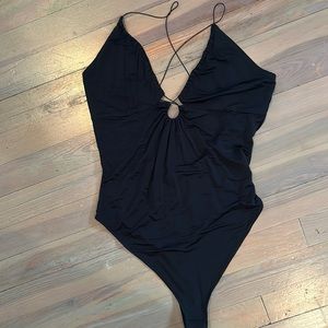 Free people black bodysuit with key hole detail